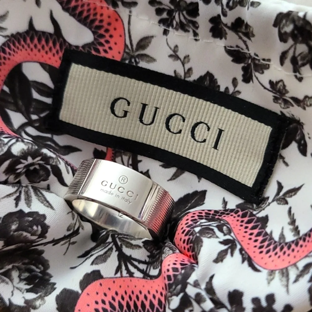 Gucci Men's Metallic Wide Band w/ Gucci Trademark Engraving NIB IT SZ 12/US 6